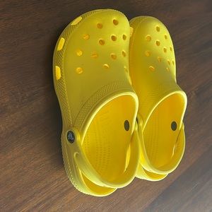 Yellow big kid size J6 crocs